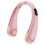 Techsuit - Neck Fan (H6) - Portable, USB, Rechargeable, Adjustable, Digital Display - Pink