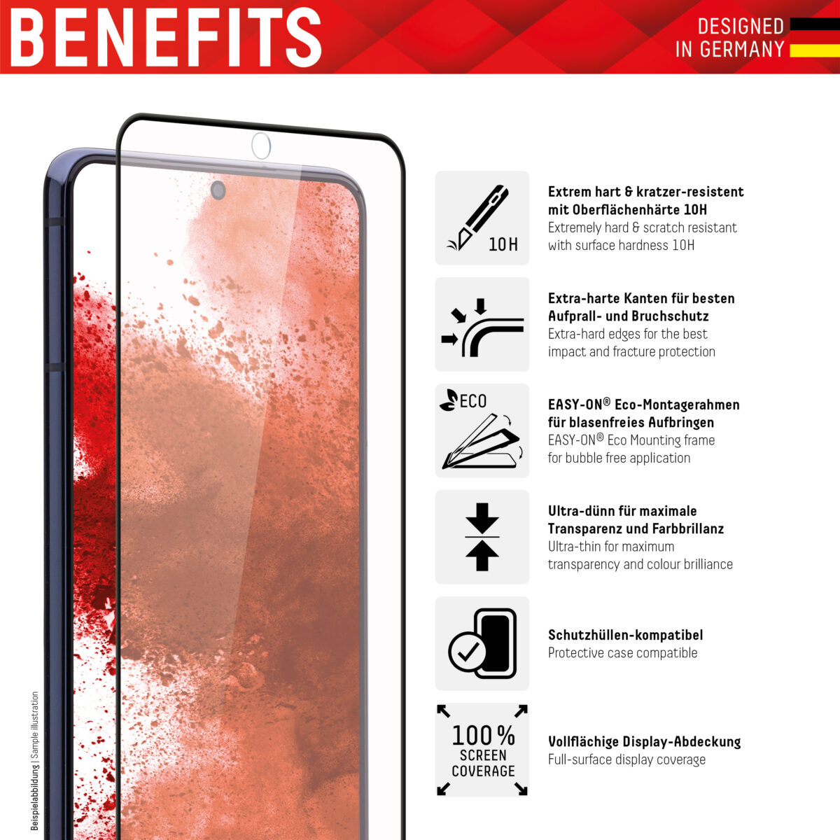 Displex - Premium Real Glass Full Cover - Samsung Galaxy S21 FE 5G - Black – Image 2