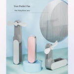 Techsuit - Handheld Fan (TF1) - Portable, for Pocket, Adjustable, Rechargeable, Silent, 1200mAh - Green – Image 2