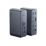 Baseus - Docking Station Union Joy Pro (WKSP090113) - 17-Port Four-Screen Multifunctional Hub, Type C, HDMI, USB, 8K - Gray