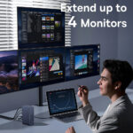 Baseus - Docking Station Union Joy Pro (WKSP090113) - 17-Port Four-Screen Multifunctional Hub, Type C, HDMI, USB, 8K - Gray – Image 4