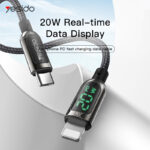 Yesido - Data Cable (CA86) - Lightning to Type-C, 20W, 5A, Digital Display, 1.2m - Black – Image 5