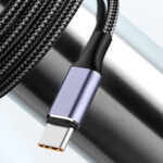 Techsuit - Data Cable (UCB320-Z) - USB to Type-C, Super Fast Charging, 100W, 480Mbps, 6A, Nylon, Aluminum Alloy, 1m - Black – Image 3