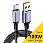 Techsuit - Data Cable (UCB320-Z) - USB to Type-C, Super Fast Charging, 100W, 480Mbps, 6A, Nylon, Aluminum Alloy, 1m - Black – Image 4