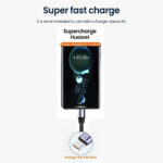 Techsuit - Data Cable (UCB320-Z) - USB to Type-C, Super Fast Charging, 100W, 480Mbps, 6A, Nylon, Aluminum Alloy, 1m - Black – Image 6