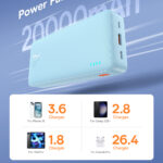 Baseus - Power Bank Airpow (P10022804313-00) - USB, Type-C, Micro-USB, 20W, 20000mAh - Galaxy Blue – Image 4