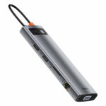 Baseus - Docking Station Metal Gleam (CAHUB-CT0G) -  USB-C to 3 x USB, Type-C, VGA, 2x HDMI, TF/SD - Grey
