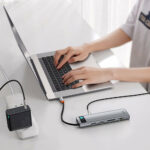 Baseus - Docking Station Metal Gleam (CAHUB-CT0G) -  USB-C to 3 x USB, Type-C, VGA, 2x HDMI, TF/SD - Grey – Image 5