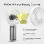 JisuLife - Premium Mini Hand Fan Life3 (F2B) - Portable, Ultra-Silent, Type-C, 3 Speeds, 4000mAh - White – Image 5