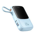 Baseus - Power Bank Qpow Pro+ (P10067101313-00) - Lightning, 2x Type-C, USB, 22.5W, 10000mAh, Cable Type-C - Blue – Image 2