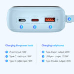 Baseus - Power Bank Qpow Pro+ (P10067103313-00) - Lightning, 2x Type-C, USB, 22.5W, 20000mAh, Cable Type-C - Blue – Image 6
