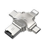 Yesido - Card Reader and Adapter (GS13) - MicroSD to USB, Type-C, Lightning, Micro-USB - Silver