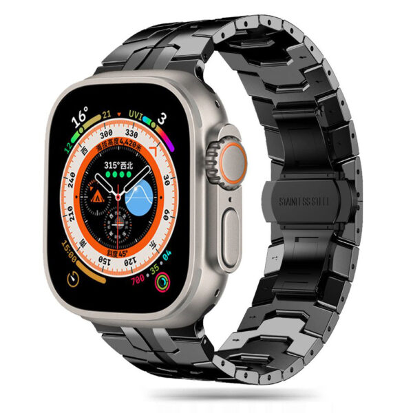 Techsuit - Watchband (W063) - Apple Watch 1/2/3/4/5/6/7/8/9/10/SE/SE 2/Ultra/Ultra 2 (42/44/45/46/49mm) - Black
