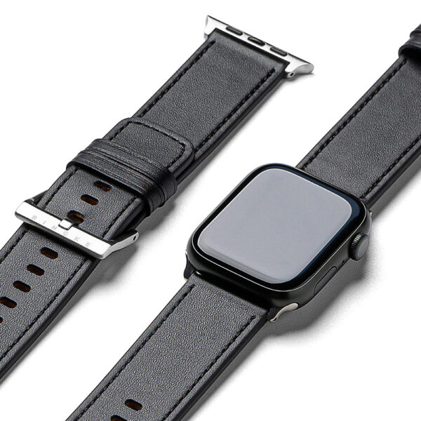 Ringke - Leather One Basic Bold - Apple Watch 1/2/3/4/5/6/7/8/9/10/SE/SE 2/Ultra/Ultra 2 (42/44/45/46/49mm) - Black