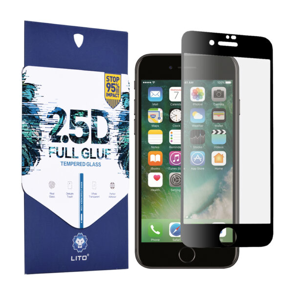 Lito - 2.5D FullGlue Glass - iPhone 7 / iPhone 8 / iPhone SE 2, SE 2020 / iPhone SE 3, SE 2022 - Black