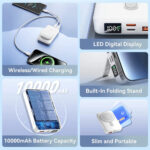 Vention - Magnetic Wireless Power Bank (FHTW0) - 2x USB-C, USB, Lightning, Fast Charging, 22.5W, 10000mAh - White – Image 7