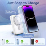 Vention - Magnetic Wireless Power Bank (FHTW0) - 2x USB-C, USB, Lightning, Fast Charging, 22.5W, 10000mAh - White – Image 3