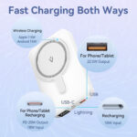 Vention - Magnetic Wireless Power Bank (FHTW0) - 2x USB-C, USB, Lightning, Fast Charging, 22.5W, 10000mAh - White – Image 8