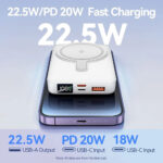 Vention - Magnetic Wireless Power Bank (FHTW0) - 2x USB-C, USB, Lightning, Fast Charging, 22.5W, 10000mAh - White – Image 9