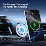 Duzzona - Car Holder with Wireless Charging (V5 Pro) - MagSafe Magnetic Grip for Dashboard, Fast Charging Qi2, 15W - Black – Image 3