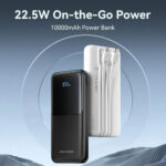Vention - Power Bank (FHOB0) - USB-C, 2x USB, Micro-USB, Fast Charging, USB-C and Lightning Cables, 22.5W, 10000mAh - White – Image 4