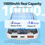 Vention - Power Bank (FHOB0) - USB-C, 2x USB, Micro-USB, Fast Charging, USB-C and Lightning Cables, 22.5W, 10000mAh - White – Image 3