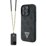 Guess - Leather Metal Logo Strass Crossbody (GUHCP16LP4TDSCPK) - iPhone 16 Pro - Black