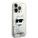 Karl Lagerfeld - Hardcase Glitter (KLHCP14LLNCHCS) - iPhone 14 Pro - Silver Choupette Head – Image 5