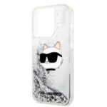 Karl Lagerfeld - Hardcase Glitter (KLHCP14LLNCHCS) - iPhone 14 Pro - Silver Choupette Head – Image 2