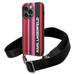Karl Lagerfeld - Hardcase with Strap (KLHCP14XSTSTP) - iPhone 14 Pro Max - Pink Color Stripes