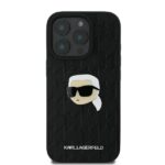 Karl Lagerfeld - Hardcase Leather Monogram (KLHCP16LPGKLKIPK) - iPhone 16 Pro - Karl Head Pin – Image 3