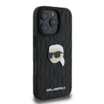 Karl Lagerfeld - Hardcase Leather Monogram (KLHCP16LPGKLKIPK) - iPhone 16 Pro - Karl Head Pin – Image 5