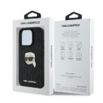 Karl Lagerfeld - Hardcase Leather Monogram (KLHCP16LPGKLKIPK) - iPhone 16 Pro - Karl Head Pin – Image 8