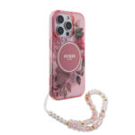 Guess - IML Flowers with Pearl Strap MagSafe (GUHMP16XHFWBRCESP) - iPhone 16 Pro Max - Pink – Image 2