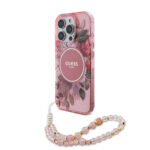 Guess - IML Flowers with Pearl Strap MagSafe (GUHMP16XHFWBRCESP) - iPhone 16 Pro Max - Pink – Image 4