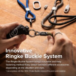 Ringke - Rope Hand Strap - Universal Buckel Ring, Round Carabiner, Adjustable, 7mm - Gray – Image 4