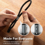 Ringke - Rope Hand Strap - Universal Buckel Ring, Round Carabiner, Adjustable, 7mm - Gray – Image 5