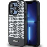 DKNY - Leather Printed Pattern Metal Logo MagSafe (DKHMP15XPSOSPK) - iPhone 15 Pro Max - Black