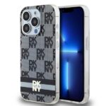 DKNY - IML Checkered Mono Pattern & Printed Stripes MagSafe (DKHMP15LHCPTSK) - iPhone 15 Pro - Black