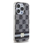 DKNY - IML Checkered Mono Pattern & Printed Stripes MagSafe (DKHMP15LHCPTSK) - iPhone 15 Pro - Black – Image 4