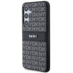 DKNY - Leather Mono Stripe & Metal Logo (DKHCS24MPRTHSLK) - Samsung Galaxy S24 Plus - Black – Image 3