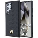 DKNY - Leather Pattern Metal Logo MagSafe (DKHMS24LPSHRPSK) - Samsung Galaxy S24 Ultra - Black