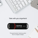 Adata - Memory Stick (AUV150-256G-RBK) - USB 3.2 FlashDrive, 256GB, 100MB/s - Black – Image 2
