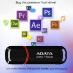Adata - Memory Stick (AUV150-256G-RBK) - USB 3.2 FlashDrive, 256GB, 100MB/s - Black – Image 4