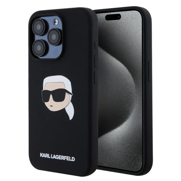 Karl Lagerfeld - Silicone MagSafe (KLHMP15XSKHPPLK) - iPhone 15 Pro Max - Karl`s Head