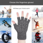 Techsuit - Gloves (ST0014) - from Alpaca Wool, Half Finger, Size 17cm - Light Gray – Image 4