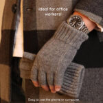 Techsuit - Gloves (ST0014) - from Alpaca Wool, Half Finger, Size 17cm - Light Gray – Image 2