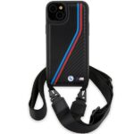 BMW - Leather M Edition Carbon Tricolor Lines & Strap (BMHCP15M23PSVTK) - iPhone 15 Plus - Black – Image 2