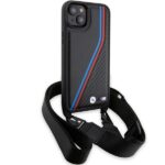 BMW - Leather M Edition Carbon Tricolor Lines & Strap (BMHCP15M23PSVTK) - iPhone 15 Plus - Black – Image 4