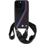 BMW - Leather M Edition Carbon Tricolor Lines & Strap (BMHCP15X23PSVTK) - iPhone 15 Pro Max - Black – Image 3